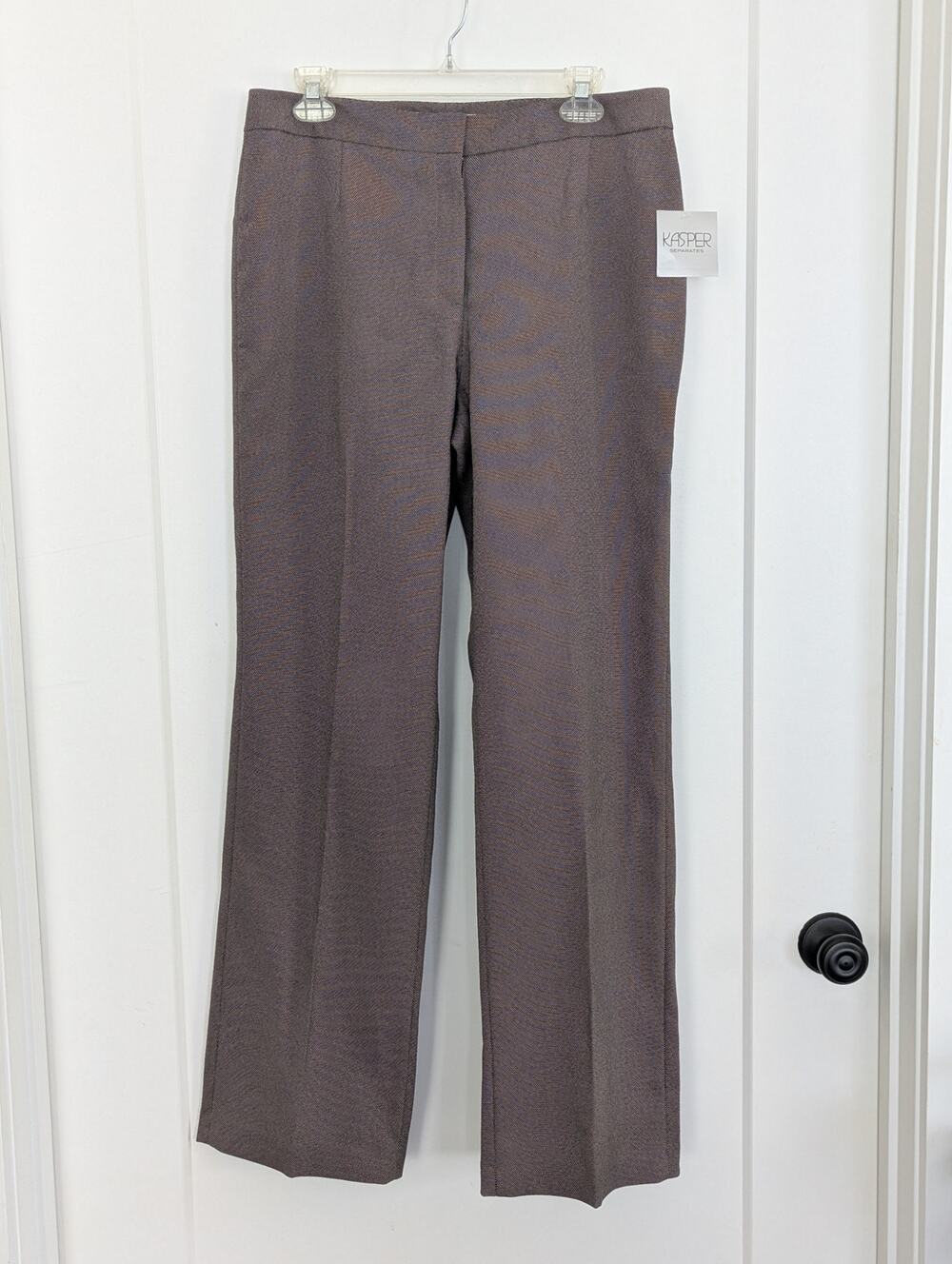 Kasper Pants Sz 8 Black Oyster Tweed Kate Classic Fit Straight Leg NWT